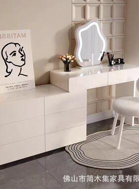 EJF七公寓梳妆台烤漆黑色意风式极奶简油卧室号轻奢化妆桌收纳柜