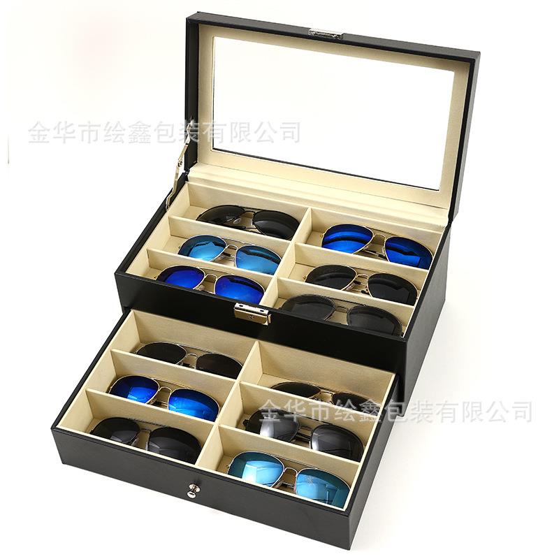 货RKO皮双层12现格眼镜盒收纳展示盒革阳镜墨镜盒眼镜太收纳盒