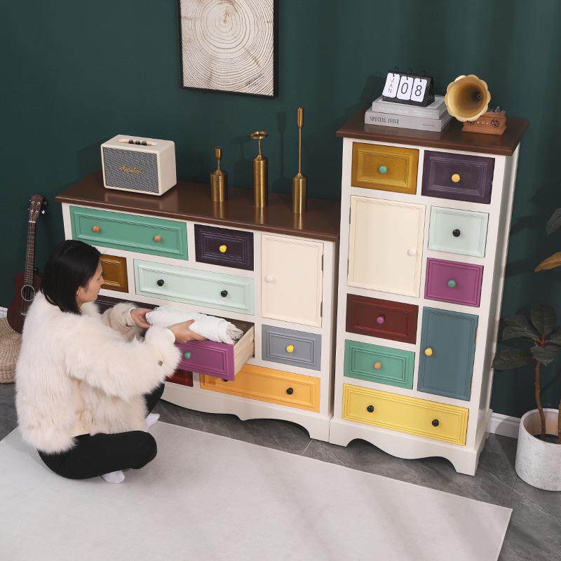 美式乡村实木质卧室视现斗柜代2011简约多功能电色抽屉收纳五彩斗