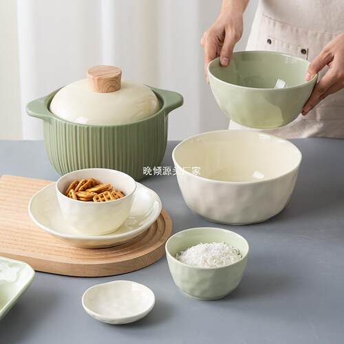 奶油风碗碟套装家用轻奢碗盘餐225新款具高值0XYIQIFFL碗筷盘子颜