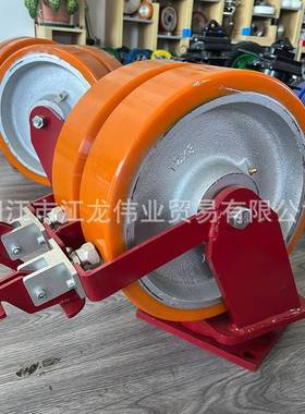 刹x3超铸重型铁包PU固定脚K8882R-2轮4吨重型双排8轮万向轮踏板车