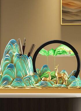 新关中式鹿笔筒沙画摆件客厅玄装电视柜酒柜饰品办公AL100302室摆