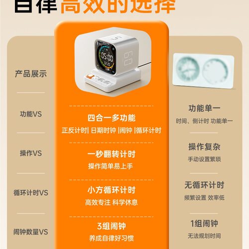 绿巨能TK3计时器学生翻转时间小方学生自律管理学习儿童