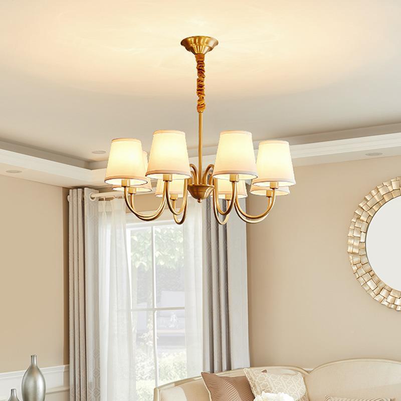 美式乡全村吊灯灯铜客厅小美式简225约主卧室厅灯简美田园餐风格