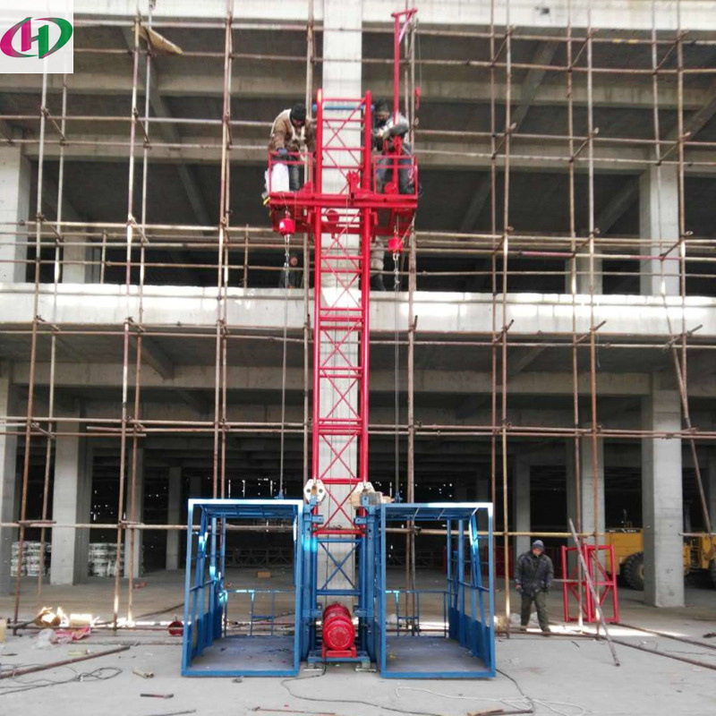 建筑施工单柱双笼双吊篮物料提升