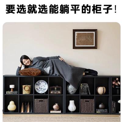 古风书架柜卡LNB莱克子柜黑色书置物架客厅沙发边柜收格纳柜八格