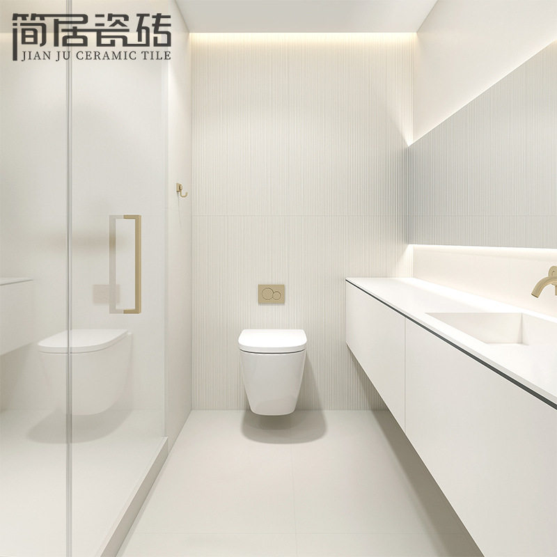极简轻奢奶油白岩格栅瓷砖