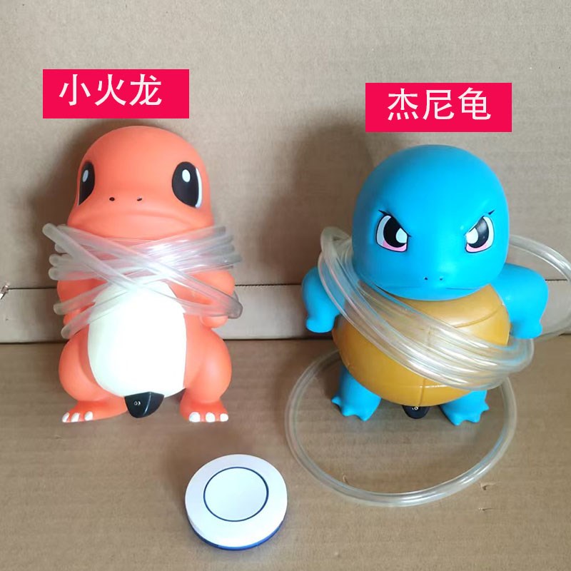 遥控喷水杰尼龟小火龙车顶车尾挂件D呲水滋水遥控尿尿撒尿充电改