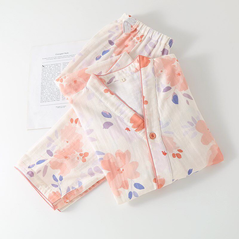 双层纯棉纱布月子服睡衣女产妇孕期产后哺乳家居服套装春秋季新款