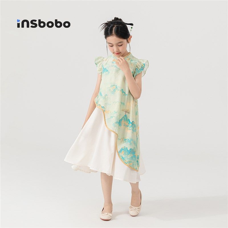 女童连衣裙儿童汉服新中式裙子国风唐装女孩夏装童装大童古装衣服