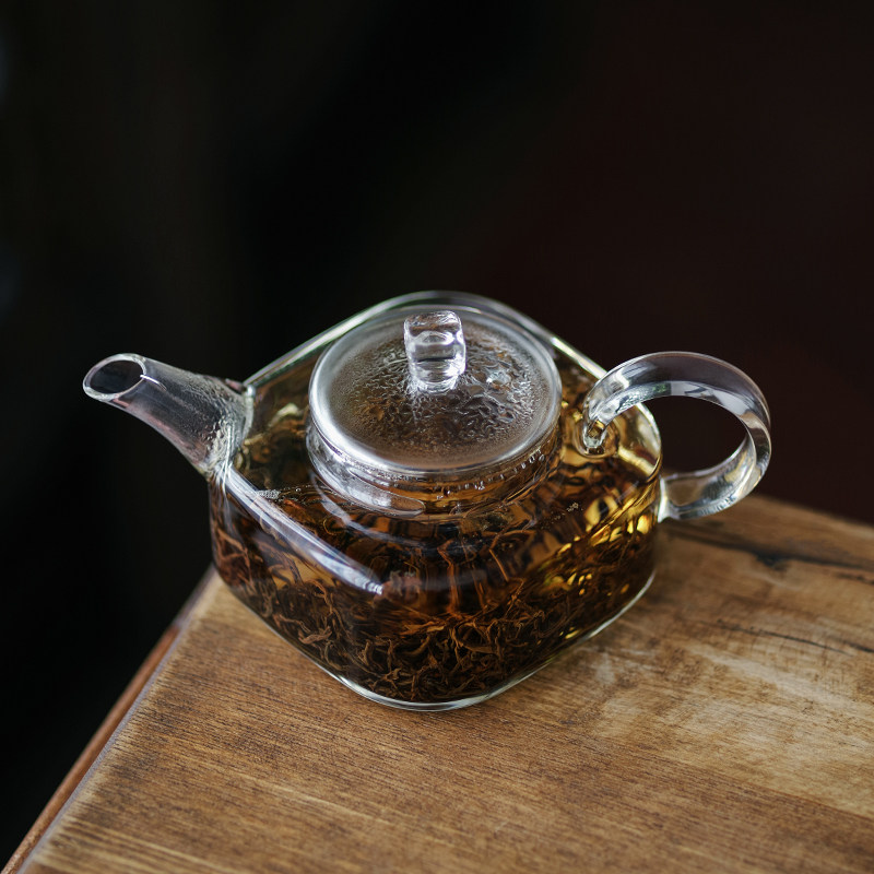 玻璃泡茶壶小号精致耐高温加厚透明茶具家K用个人耐热玻璃茶壶单