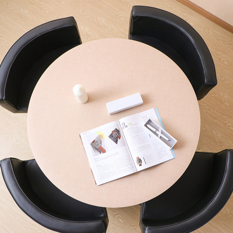 台布圆桌a桌布纯蓝色办公书桌桌布圆形pvc桌垫防水防油免洗防烫厚