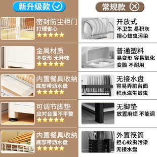 碗柜厨房置物架多层台面防尘放碗碟盘筷子餐O具勺子收纳沥水架橱