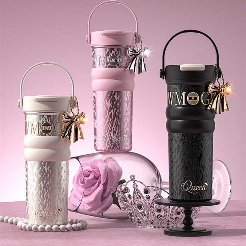 保温杯大容量女生高颜值陶瓷内胆B吸管杯生日送礼物保冰水杯子定