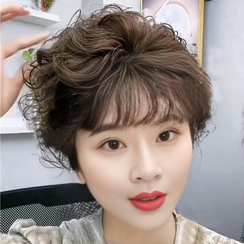 小函补发片羊毛卷补发短发假发可扎可盘复古假发片女头顶补发遮白