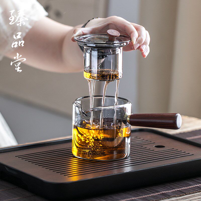 臻品堂 玻璃茶具茶盘套装办公室防烫耐热泡茶P壶家用喝茶功夫茶杯