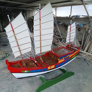 手工郑和宝船唐宋明朝仿古战船福船古船红头船沙V船绿眉毛船模型
