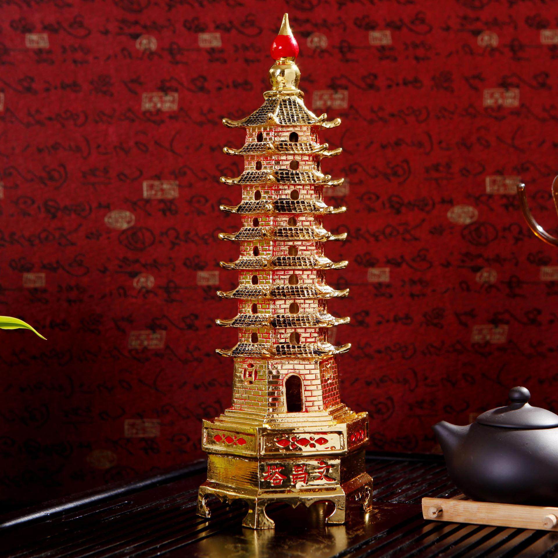 鎏金文昌塔摆件十三层13层彩绘七层B九层大号客厅书桌办公室工艺