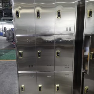 定制304不锈钢九门更衣柜健身房瑜伽馆感应锁多门存包储物柜加厚