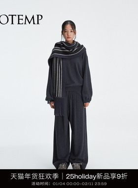 COTEMP KNIT08 25holiday纯色落肩套头针织灯笼袖毛衣针织长裤女