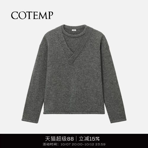 COTEMP双层装饰领毛衣