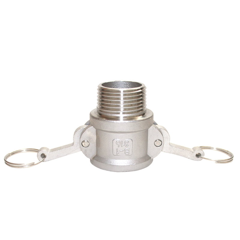 304不锈钢外丝快速接头B型母头扳把式卡套卡扣水泵油管外牙螺纹丝