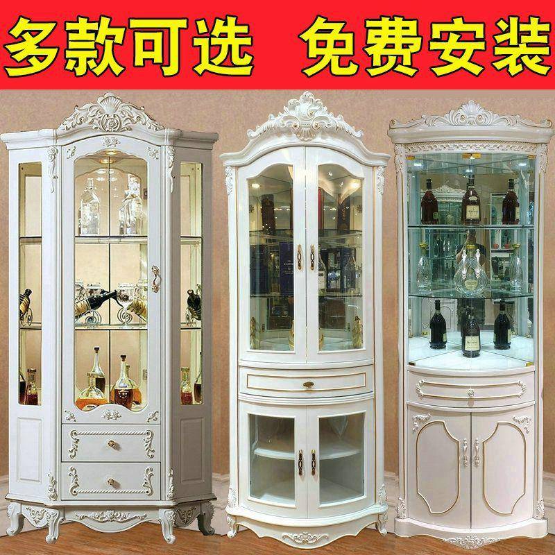 欧式转角柜酒柜墙角柜装饰柜三角柜客厅边柜沙发边角柜白色拐角柜