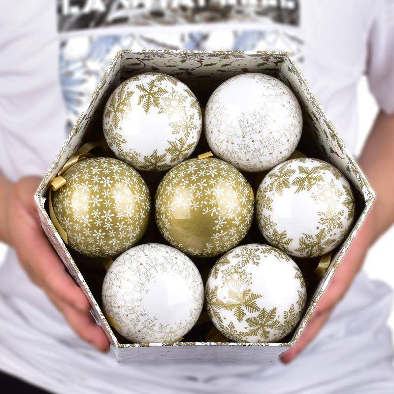 圣诞装饰M品CDM贴纸球系75M雪花儿记忆球纸包球挂件童圣诞树装列