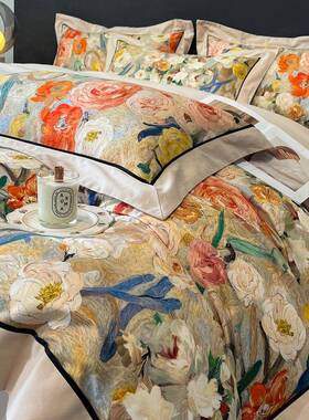 MFPA秋冬加厚被类长绒棉四件套美式全棉毛数码印花保暖纯棉套床磨