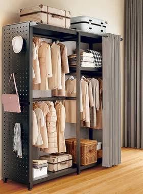 洞洞板货架收衣柜XST家用卧室出租钢衣帽架纳房简易落地金属角衣