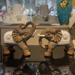 TLU新中式大象摆件一对创意视摆饰家居厅关玄酒柜客电柜高档软装