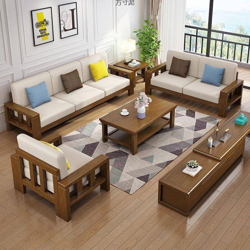 小户实木橡胶木组合沙发现代布沙L艺转角发型沙JOY发小户型家具厂