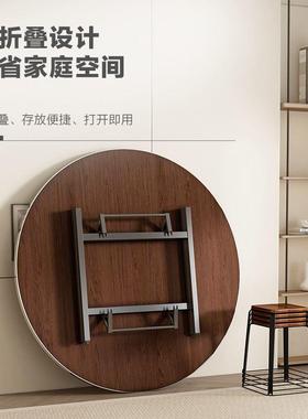 实餐木桌大圆桌家用农村折吃USO形饭圆桌子10人12人带转盘叠酒店