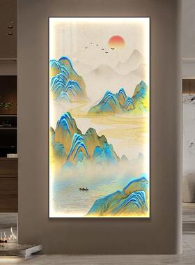 千里TFQ江中山入户玄山关装饰画新式水风景过画国画挂画走廊道灯