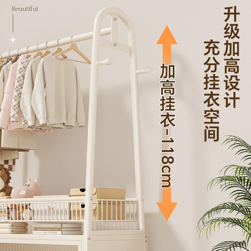 可爱简约风家用简易晒衣帽架轻奢移动可客阳台晾衣厅95404服架子