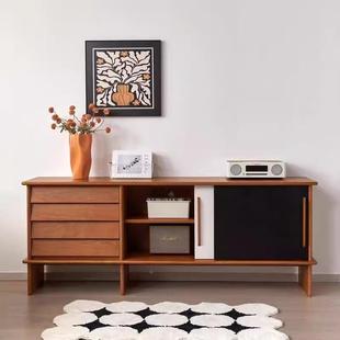 中古风实木移古门柜复樱桃木餐边柜柚木色靠墙电玄937关拼视色收