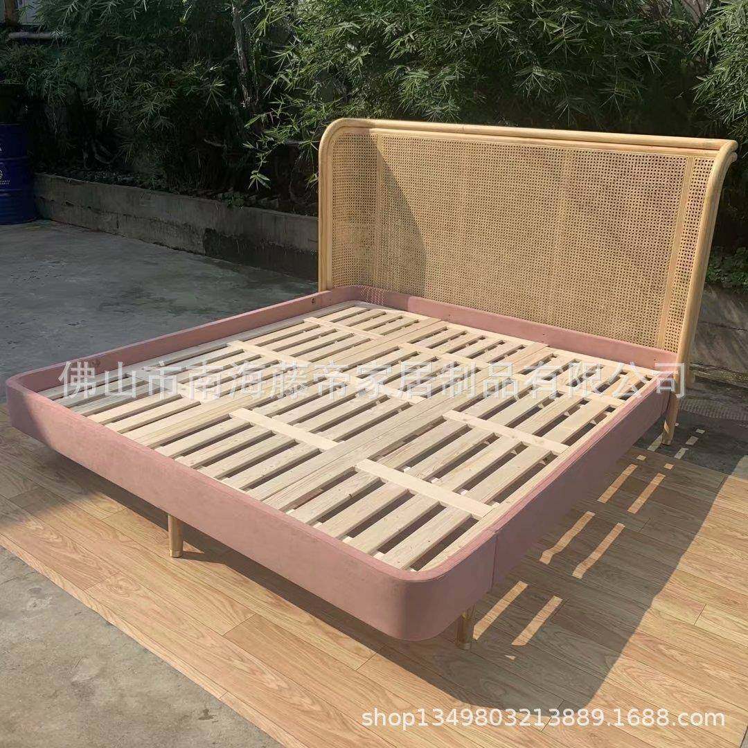 代简约实木床家用新中式黑桃木色54729藤编现床复古民胡宿双户人,美容美体仪器,其它面部美容工具配件,淘宝优惠券,粉丝福利购,淘宝优惠卷