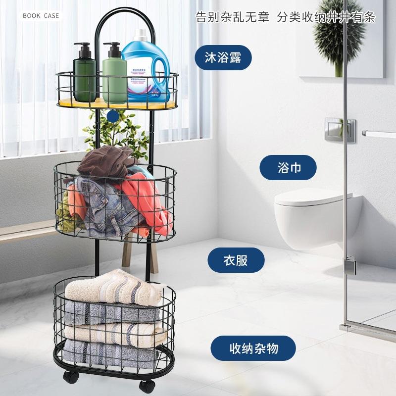 家居双脏层衣家用置物架浴室服可移动放脏衣篮收纳筐蓝脏327衣篮