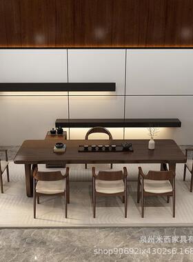 新木中式实茶桌木办公室大板椅泡茶桌组合IXA实一桌五椅茶楼茶室