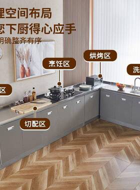 不锈钢橱柜出租租用屋体简易灶台柜一房家经济型76334整体橱柜家