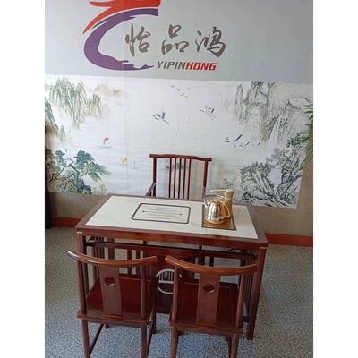 新中式岩板阳台小户型茶桌椅组合家用泡茶几套装一体实木办公茶台