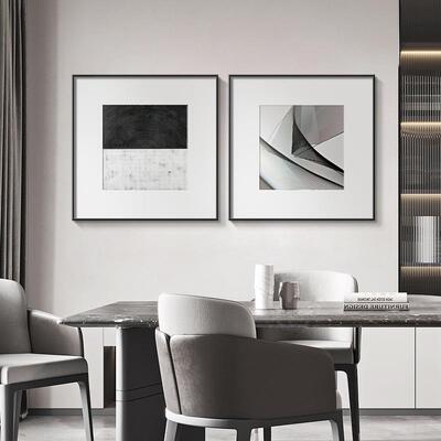 餐装饰画202厅5年新黑白抽大象高档气轻奢饭厅壁画客厅卧款SF7063