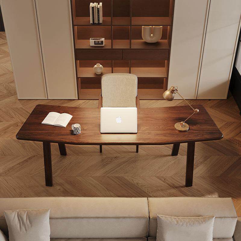 意式极简纯实木书桌用设计师老板原形木LSO工家作台书房弧办公桌