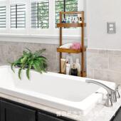 木质浴室架淋浴用品整理多层搁手提式 站角落架立架实板木储YX 121