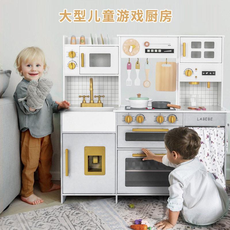 新跨境仿真网孩红厨饭房过家家KAH玩具品套装女儿童木质做玩具套