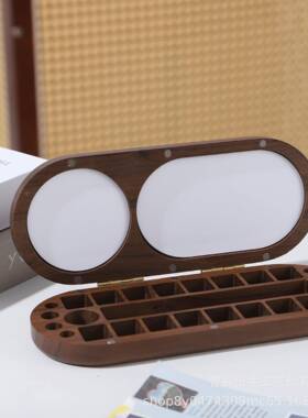 工水彩料颜盒木盒空VBX盒多格颜料分装木质手调色盘调色盒胡桃木