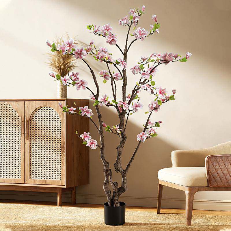 仿真玉兰花高树盆客厅室内仿栽落地GWM装饰真植物摆件端玉兰花树