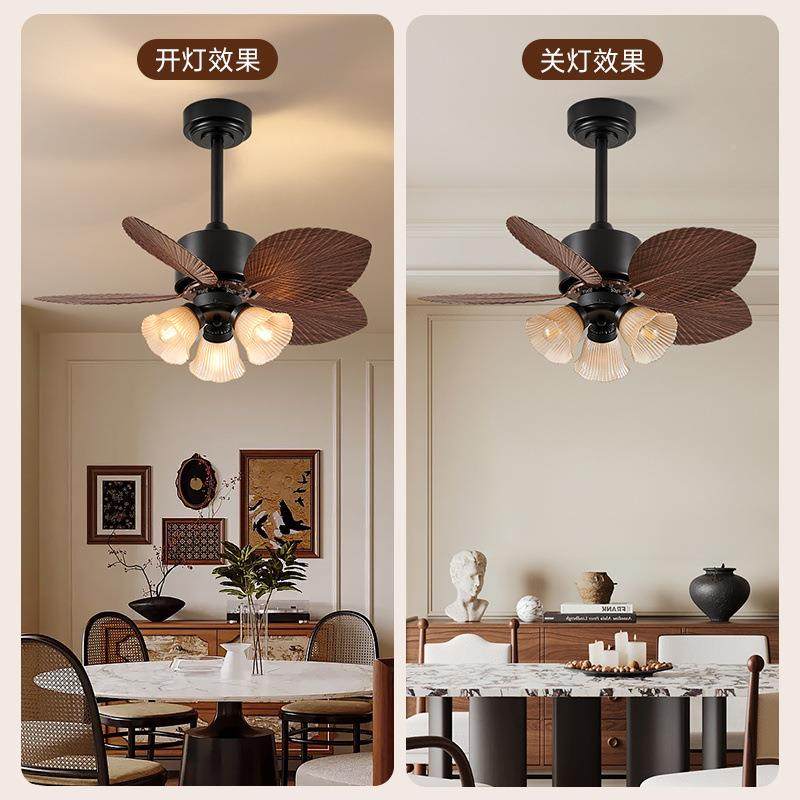 风扇灯商用餐饮店间餐厅茶高档房复静古电风扇吸YVV顶音室智能一