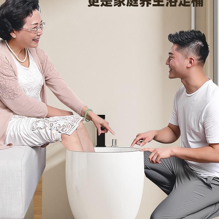 卫经典鹅蛋拖蓝池把池阳台洗脚盆龙卫生79间陶瓷泡脚带头墩布池W1