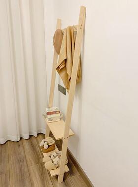 落架地架立能24467式衣帽家用门口实木卧室衣架毛巾客厅多功梯